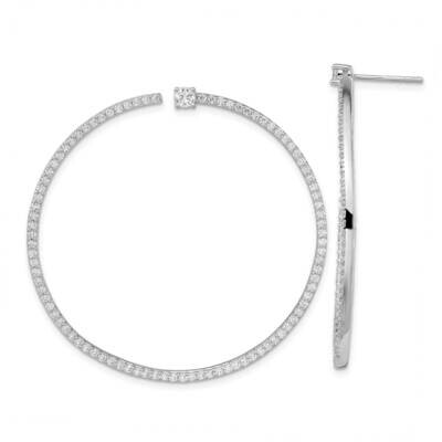 Cheryl M Rhodium-Plated CZ Diamond Post Hoop Earrings Sterling Silver QCM1560, MPN: QCM1560, 883957…