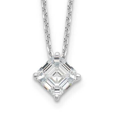 Cheryl M Rhodium-Plated Square CZ Diamond with 2.5 Inch Ext. Necklace Sterling Silver QCM1556-16, M…