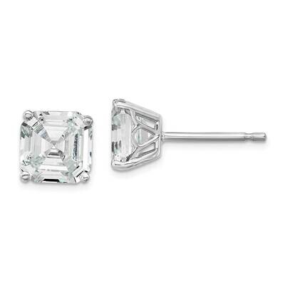 Cheryl M Rhodium-Plated 7mm Square CZ Diamond Post Earrings Sterling Silver QCM1555, MPN: QCM1555, …
