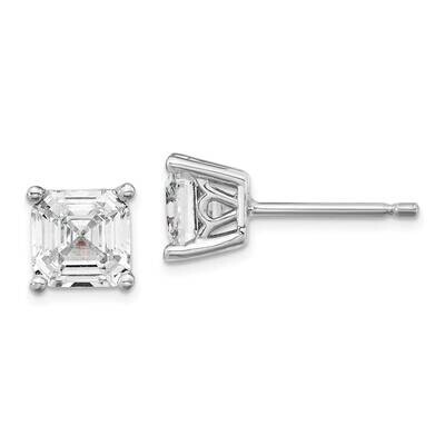 Cheryl M Rhodium-Plated 6mm Square CZ Diamond Post Earrings Sterling Silver QCM1554, MPN: QCM1554, …