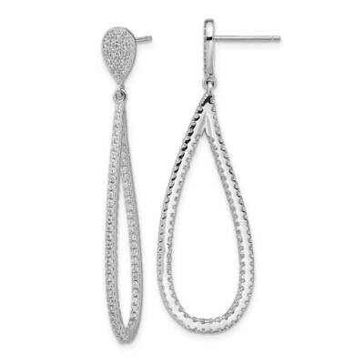 Cheryl M Rhodium-Plated CZ Diamond Teardrop In-Out Post Earrings Sterling Silver QCM1538, MPN: QCM1…