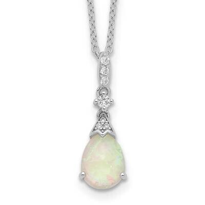 Cheryl M Lab Created Pear Opal CZ Diamond Necklace Sterling Silver Rhodium-plated QCM1528-18, MPN: …