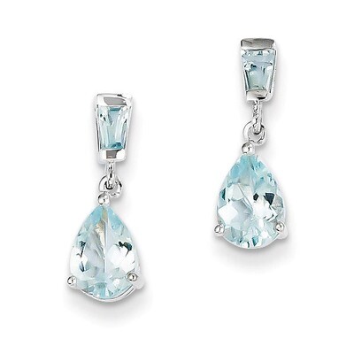 Aquamarine Dangle Earrings 14k White Gold XE1653AQ, MPN: XE1653AQ, 886774563282