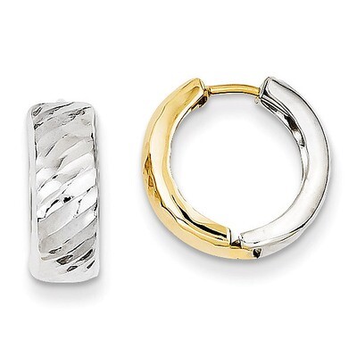 Textured Hoop Earrings 14k Two-tone Gold TL556, MPN: TL556, 869786171416