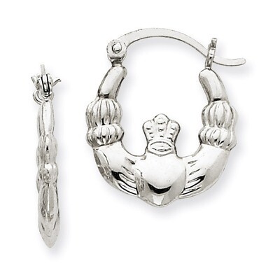 Claddagh Hoop Earrings 14k White Gold TC498, MPN: TC498, 883957289946