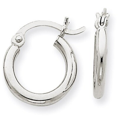 2mm Round Hoop Earrings 14k White Gold T830, MPN: T830, 883957286433