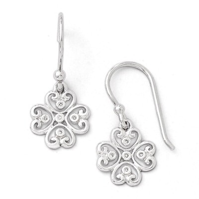 .03 ct Diamond Shepherd Hook Earrings Sterling Silver QW338, MPN: QW338, 191101079597