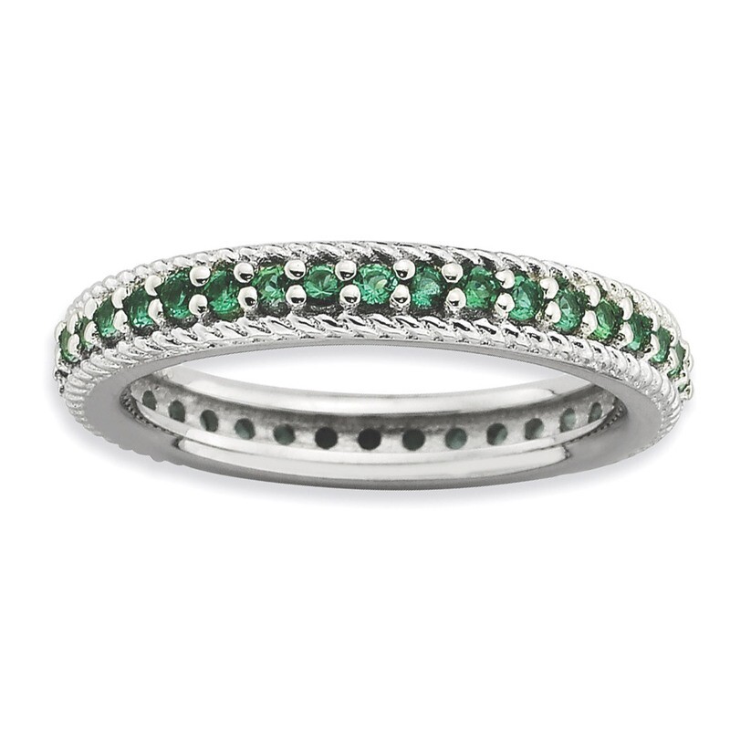 Stackable Expressions Polished Created Emerald Eternity Rin Sterling Silver QSK866-10