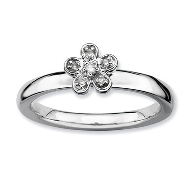 Stackable Expressions Flower Diamond Ring Sterling Silver QSK336-10, MPN: QSK336-10, 883957280882