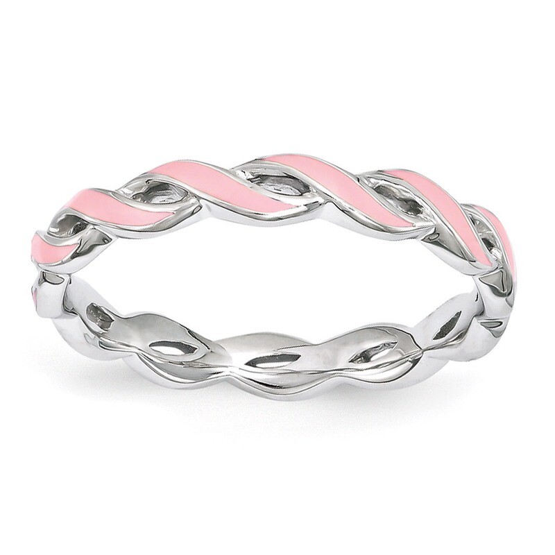 Pink Enamel Ring Sterling Silver QSK1517