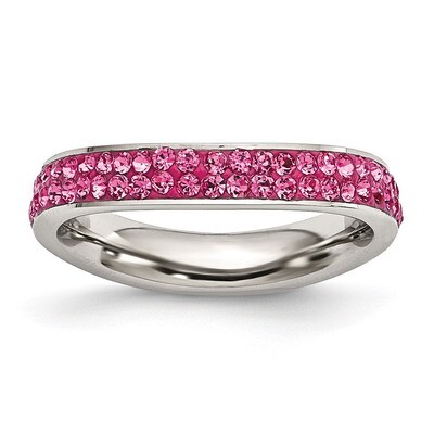 4mm Polished Pink Crystal Ring Stainless Steel SR267, MPN: SR267, 883957018812