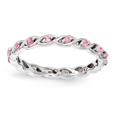Created Pink Sapphire Ring Sterling Silver QSK1479, MPN: QSK1479, 886774204192