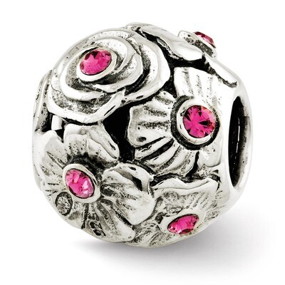 Pink Swarovski Elements Flower Bead Sterling Silver QRS2704, MPN: QRS2704, 886774991061