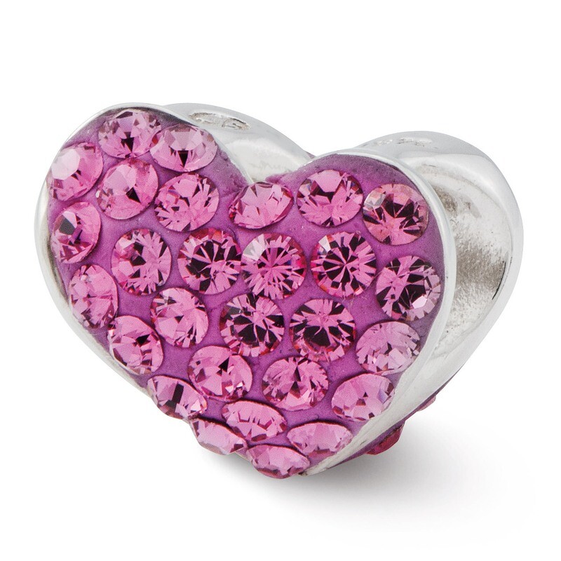 Pink Swarovski Elements Heart Bead Sterling Silver QRS2415
