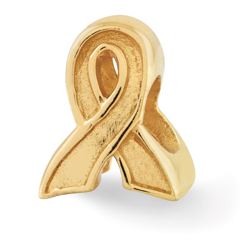 Gold-plated Awareness Ribbon Bead Sterling Silver QRS1616GP