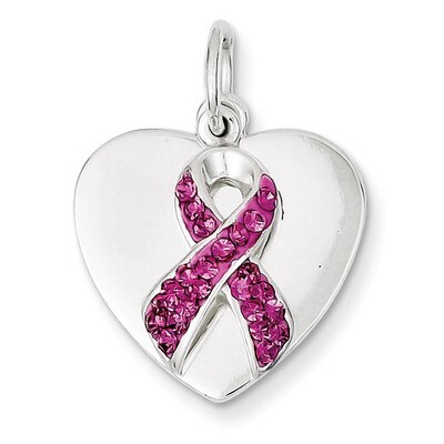Stellux Pink Awareness Ribbon with Heart Pendant Sterling Silver QP2498, MPN: QP2498, 883957565828