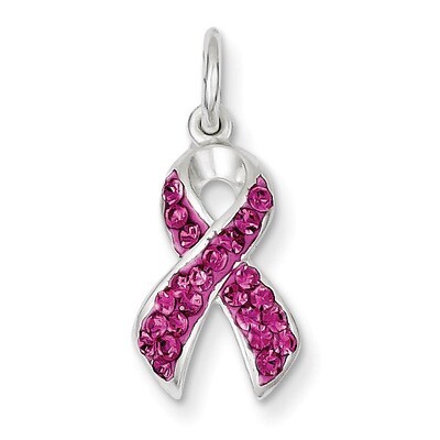 Stellux Crystal Pink Awareness Ribbon Pendant Sterling Silver QP2497, MPN: QP2497, 886774646077