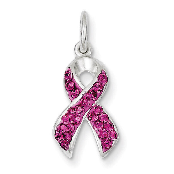 Stellux Crystal Pink Awareness Ribbon Pendant Sterling Silver QP2497