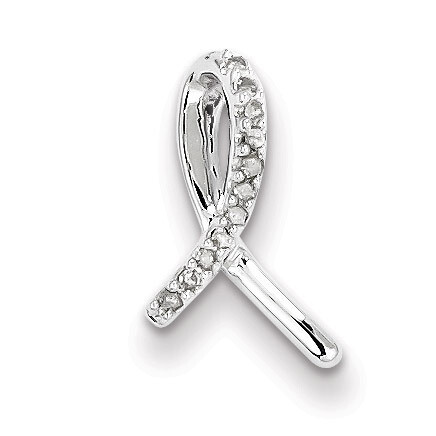 Diamond Awareness Ribbon Pendant Sterling Silver QDX189