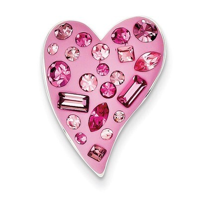 Stellux Crystal Pink Heart Slide Pendant Sterling Silver QP1901, MPN: QP1901, 883957764023
