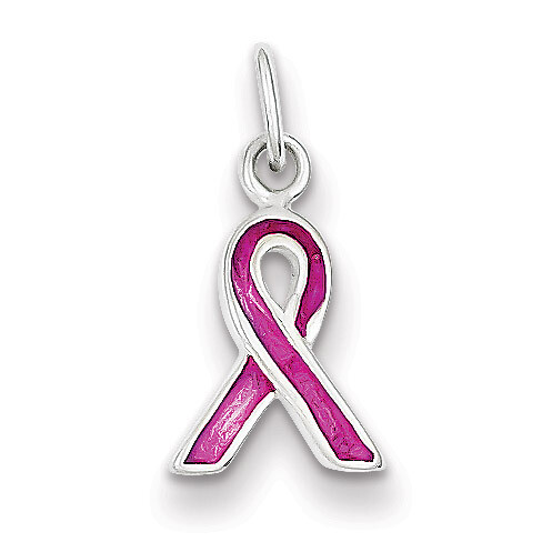 Pink Enameled Awareness Charm Sterling Silver QC6836