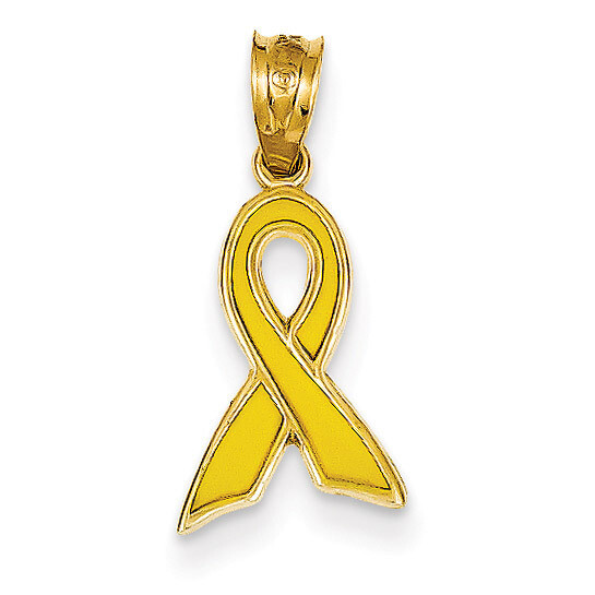 Small Yellow Enameled Awareness Ribbon Charm 14k Gold K1842