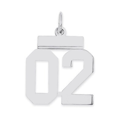 Small Polished Number 02 with Top Sterling Silver QSS02T