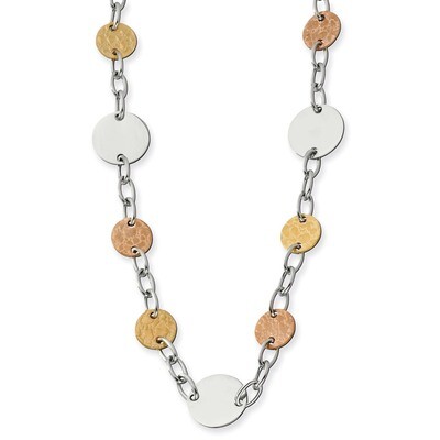 Pink &amp; Yellow Ip-Plated Circle 26.5In Necklace Stainless Steel SRN407-24