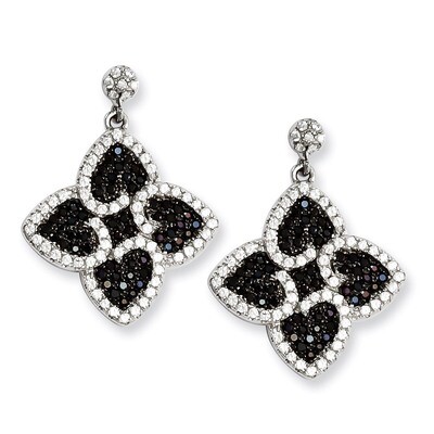 CZ Brilliant Embers Hearts Dangle Post Earrings Sterling Silver QMP717