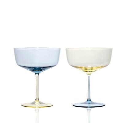 Caskata Celia Coupe Cocktail Glasses Set of 2 Ocean/Citrine GL-OCOUPCELIA-400, MPN: GL-OCOUPCELIA-4…