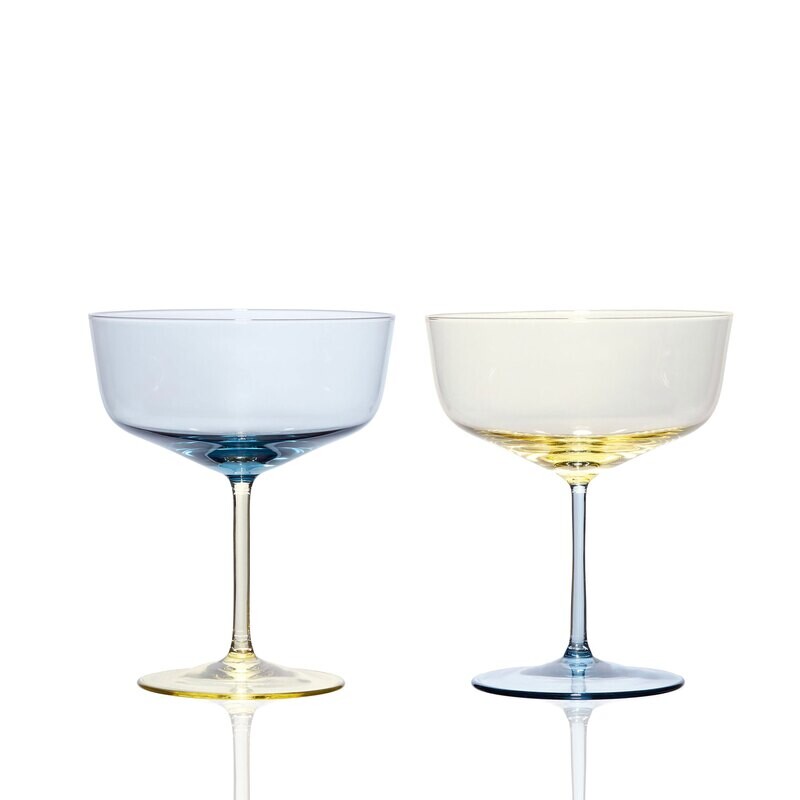 Caskata Celia Coupe Cocktail Glasses Set of 2 Ocean/Citrine GL-OCOUPCELIA-400
