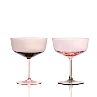 Caskata Celia Coupe Cocktail Glasses Set of 2 Rose/Mocha GL-OCOUPCELIA-300, MPN: GL-OCOUPCELIA-300,…
