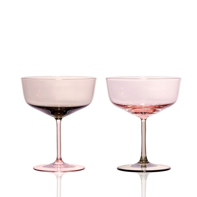 Caskata Celia Coupe Cocktail Glasses Set of 2 Rose/Mocha GL-OCOUPCELIA-300