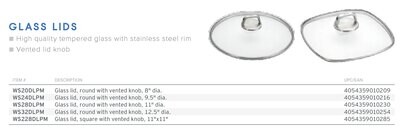 Frieling Diamond Lite Pro Glass Lid Round with Vented Knob 8&quot; WS20DLPM