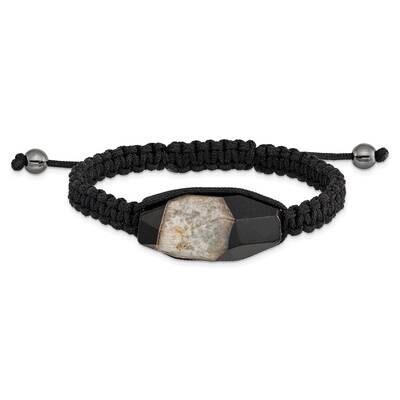 16X28mm Milky Crystal Agate with Hematite Beads Black Cord Bracelet BF2114, MPN: BF2114, 1911014134…