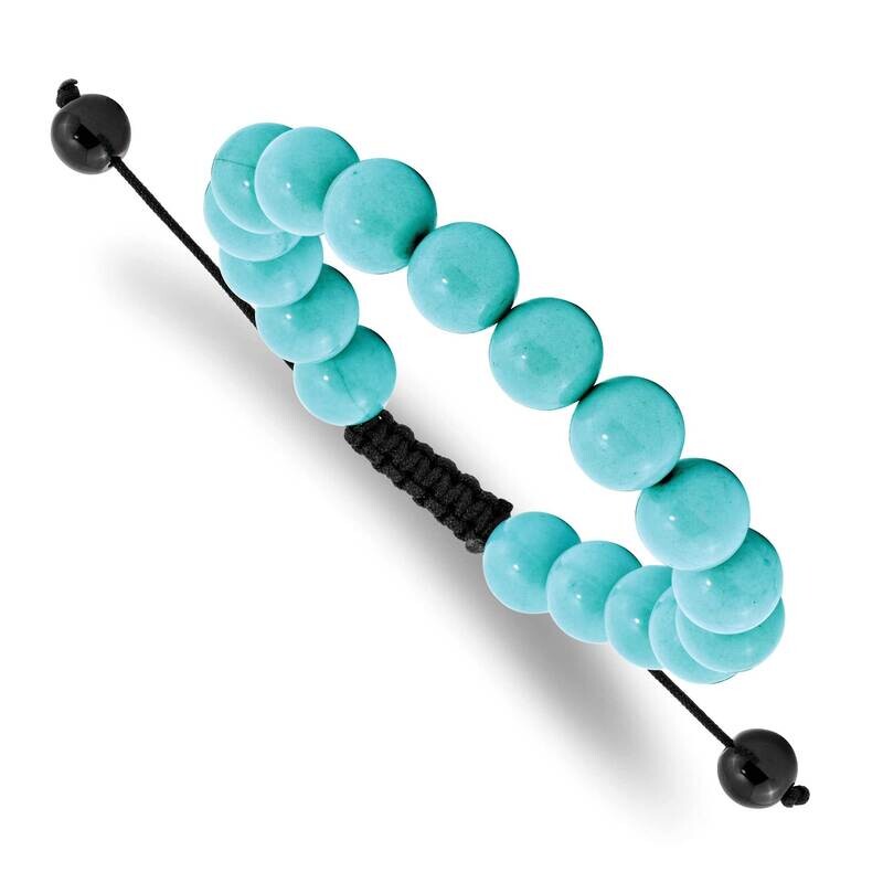 10mm Treated Turquoise and Black Cord Bracelet BF2124, MPN: BF2124, 191101318962