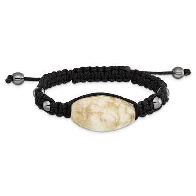 14X26mm Milky Crystal Agate with 5mm Hematite Beads Cord Bracelet BF2115, MPN: BF2115, 191101413407