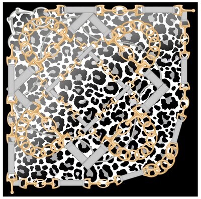 Halcyon Days Leopard Bridle Black 90cm x 90cm 100% Silk Scarf SALBB02SS90, MPN: SALBB02SS90 ,