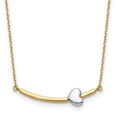 Heart Bar 18 Inch Necklace 14k Two-tone Gold SF2878-18, MPN: SF2878-18, 191101731983
