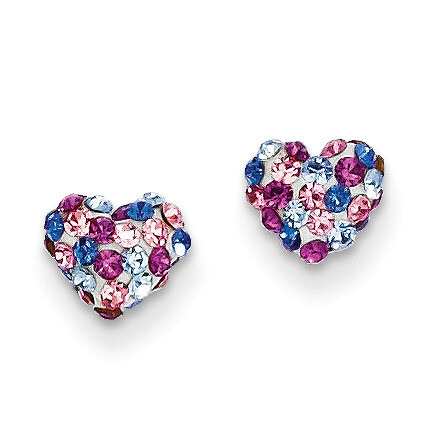 Multi-colored Crystal 6mm Heart Post Earrings 14k Gold YE1610