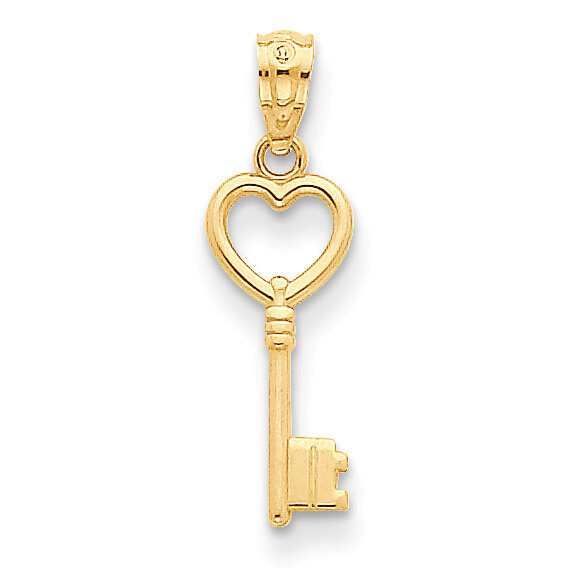 Heart Key Polished Pendant 14k Gold YC1029