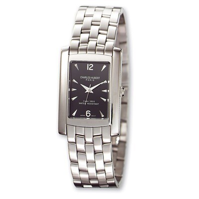 Mens Charles Hubert Solid Stainless Steel Black Dial 26x31mm Watch XWA586, MPN: XWA586, 811233013664