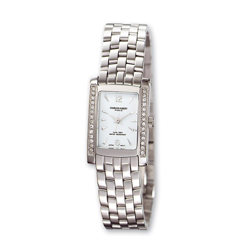 Ladies Charles Hubert Solid Stainless Steel White Dial 20x25mm Watch XWA531