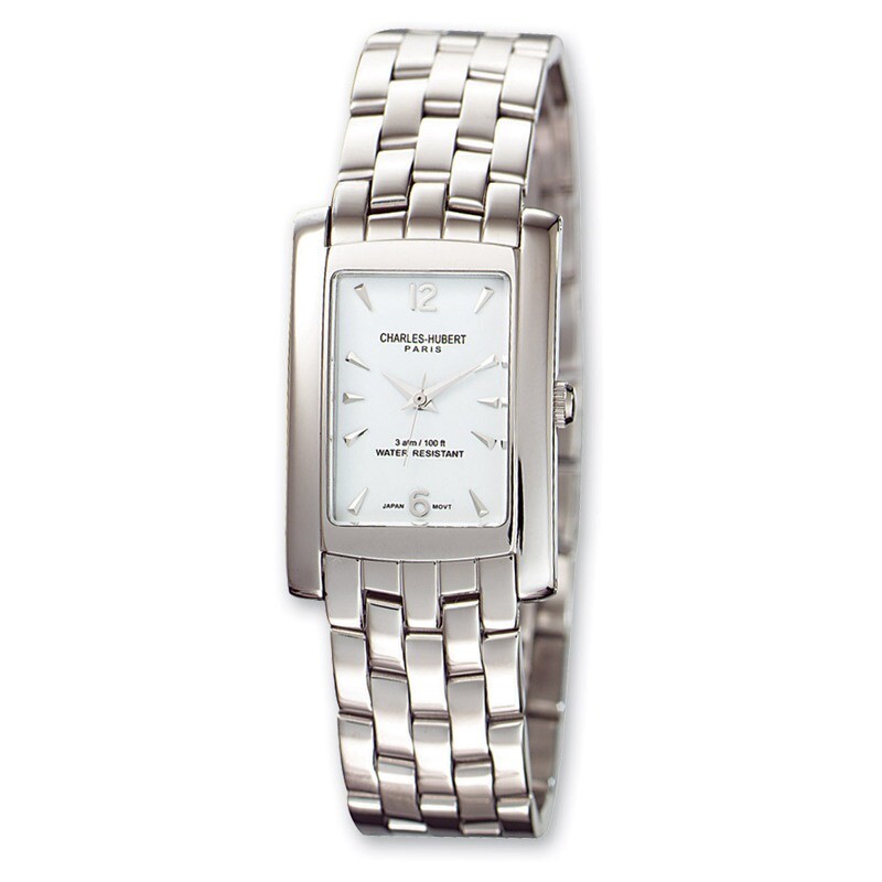 Mens Charles Hubert Solid Stainless Steel White Dial 26x31mm Watch XWA530