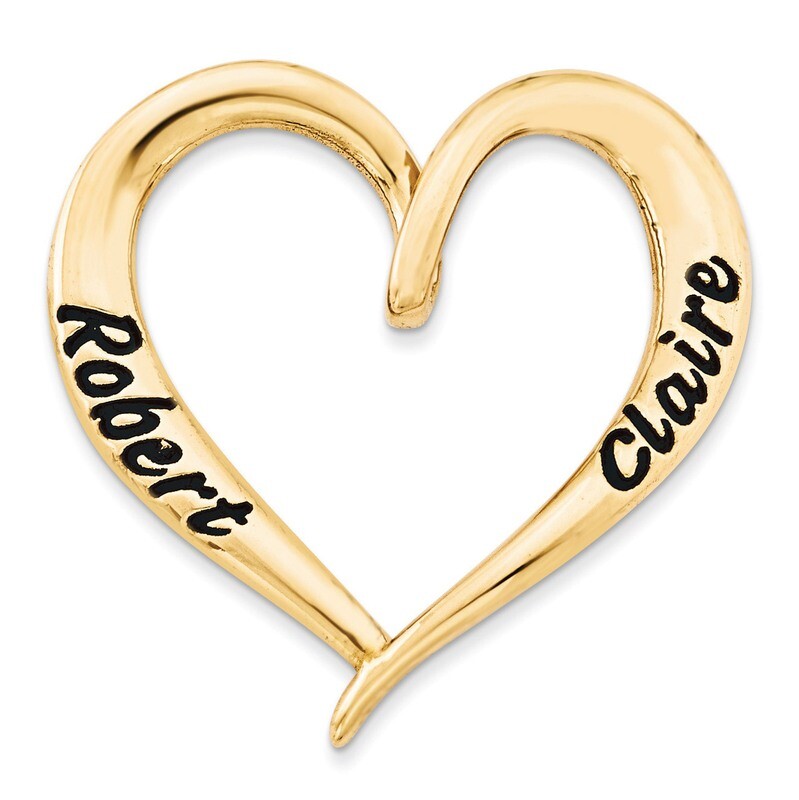 Caseted High Polished Antiqued Heart Slide Pendant 14k Gold XNA513Y
