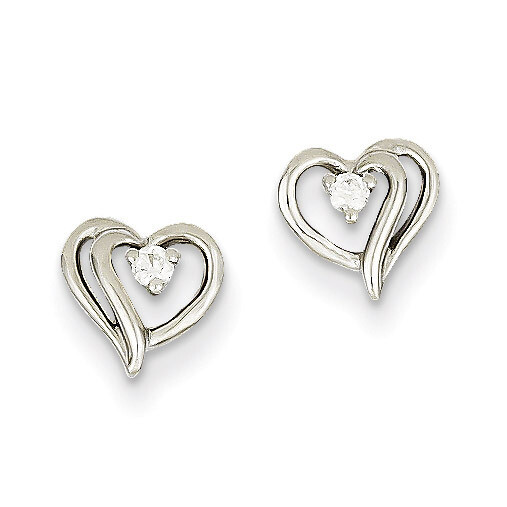Diamond Quality: AA Heart Earrings 14k White Gold XE40WAA