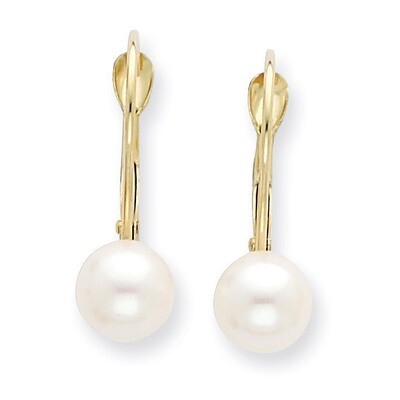 6-7mm Cultured Pearl Leverback Earrings 14k Gold XF322E, MPN: XF322E, 883957445625
