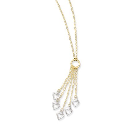 Adjustable Heart Drop Necklace 14k Two-tone Gold SF1714-16, MPN: SF1714-16, 191101371271