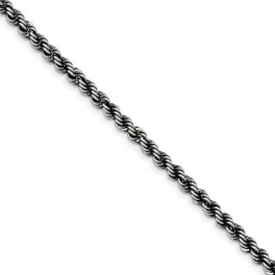 Rhodium-Plated 4mm Rope Chain 8 Inch Sterling Silver QFC202-8, MPN: QFC202-8,