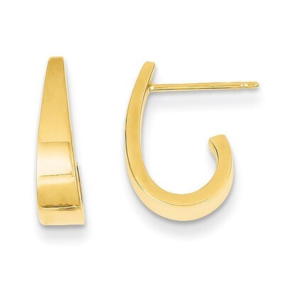 Small Polished J Hoop Earrings 14k Gold XY610, MPN: XY610, 730703601272